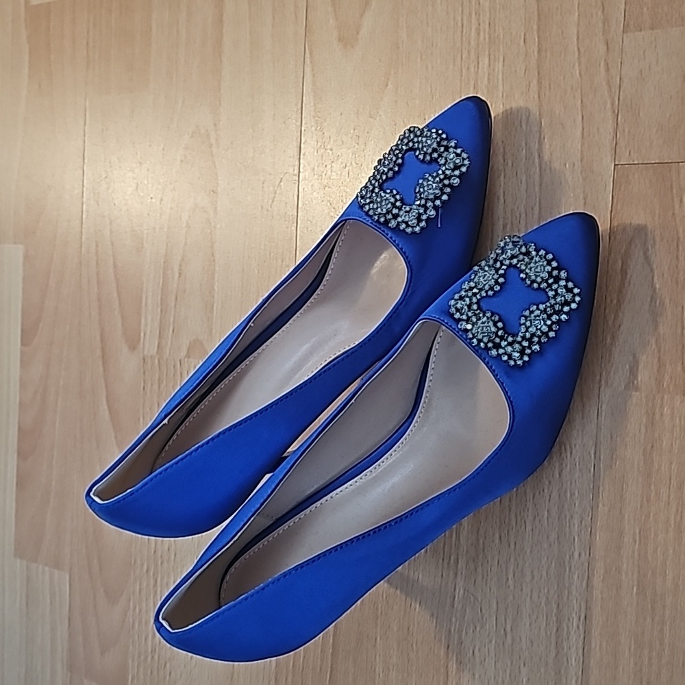 Blue jeweled heels